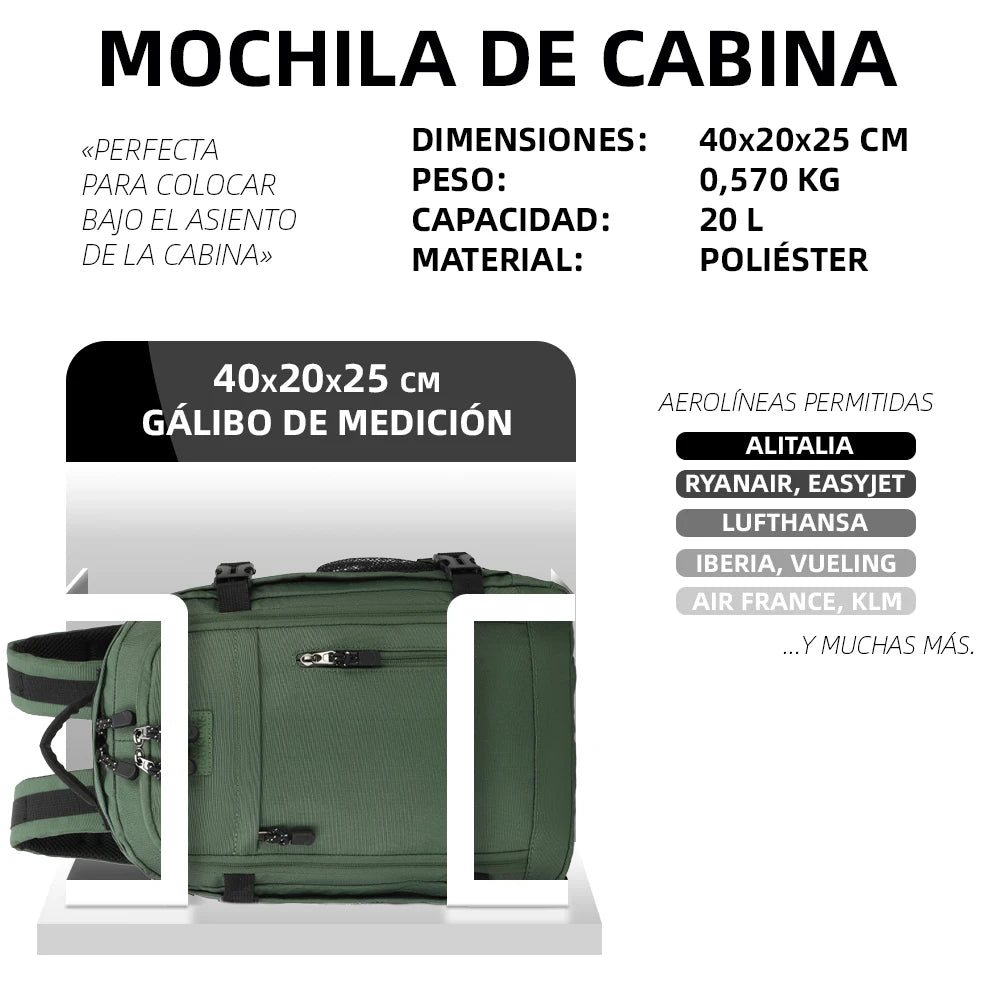 Mochila de cabina 40×20×25