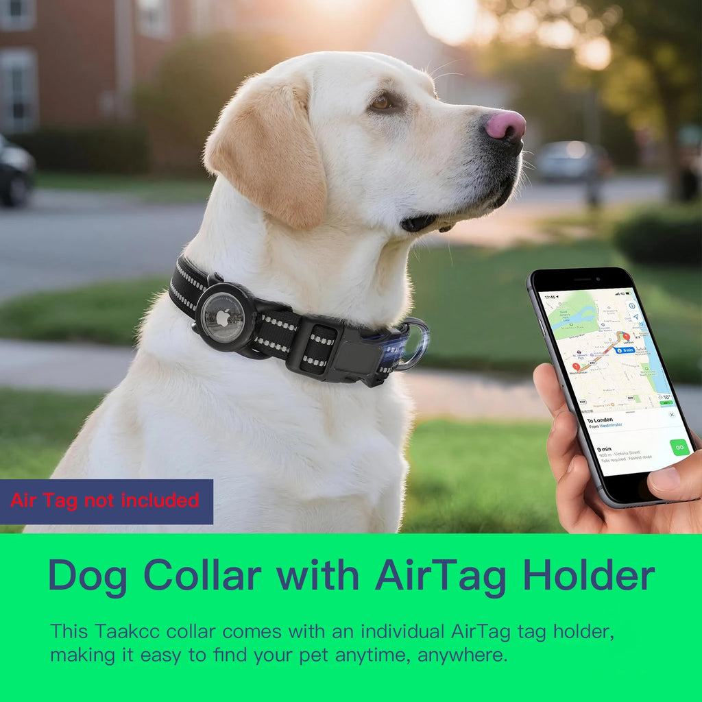 Collar reflectante con funda para AirTag