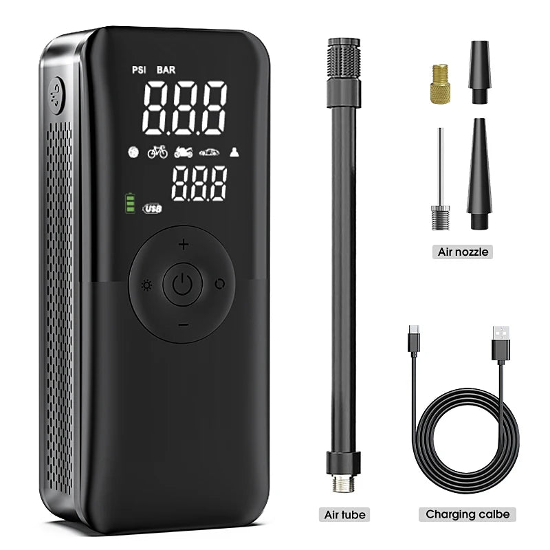 Inflador de ruedas inalámbrico con pantalla