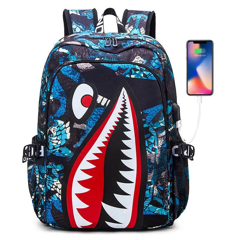 Mochila tiburón con puerto USB