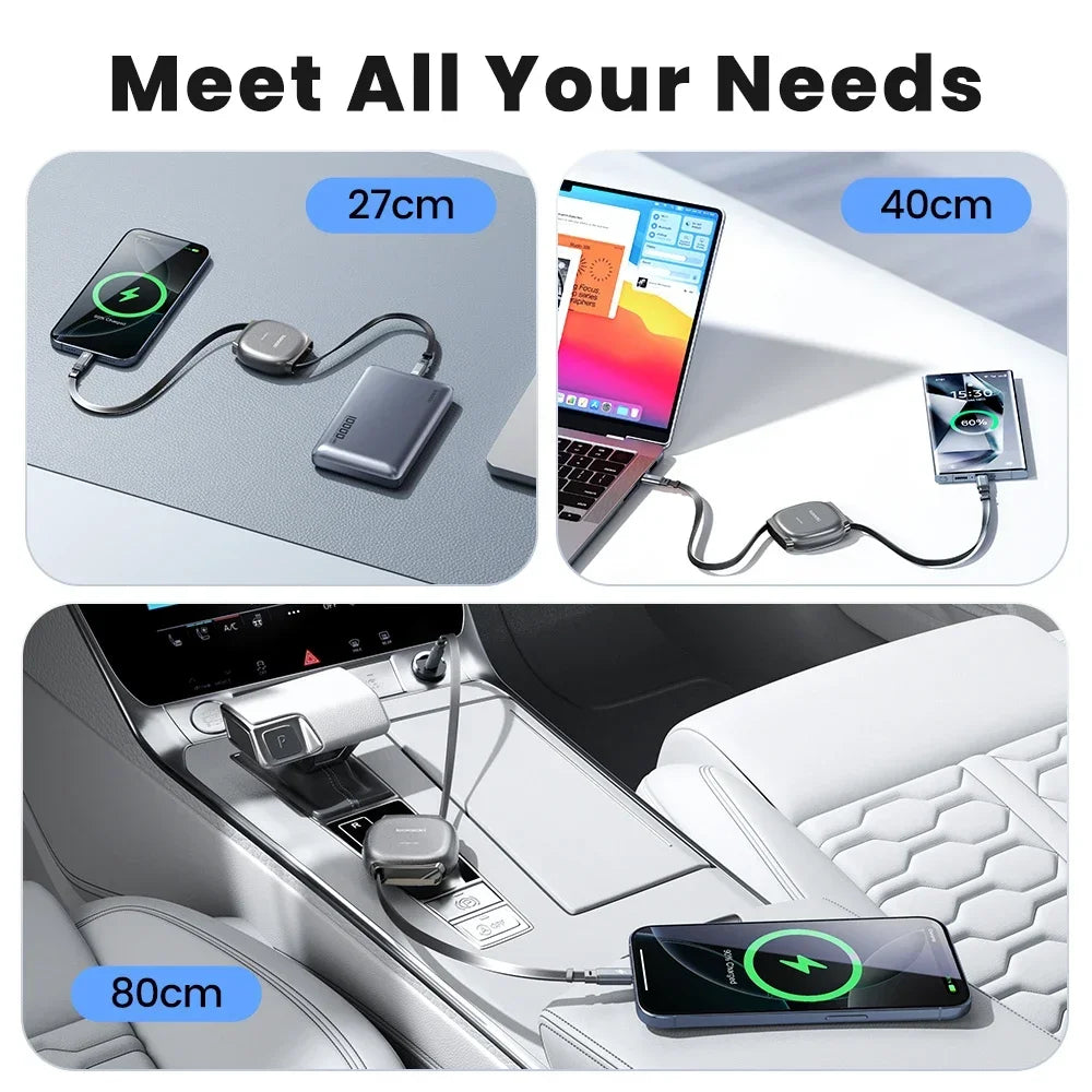 Cable USB-C retráctil de 100 W