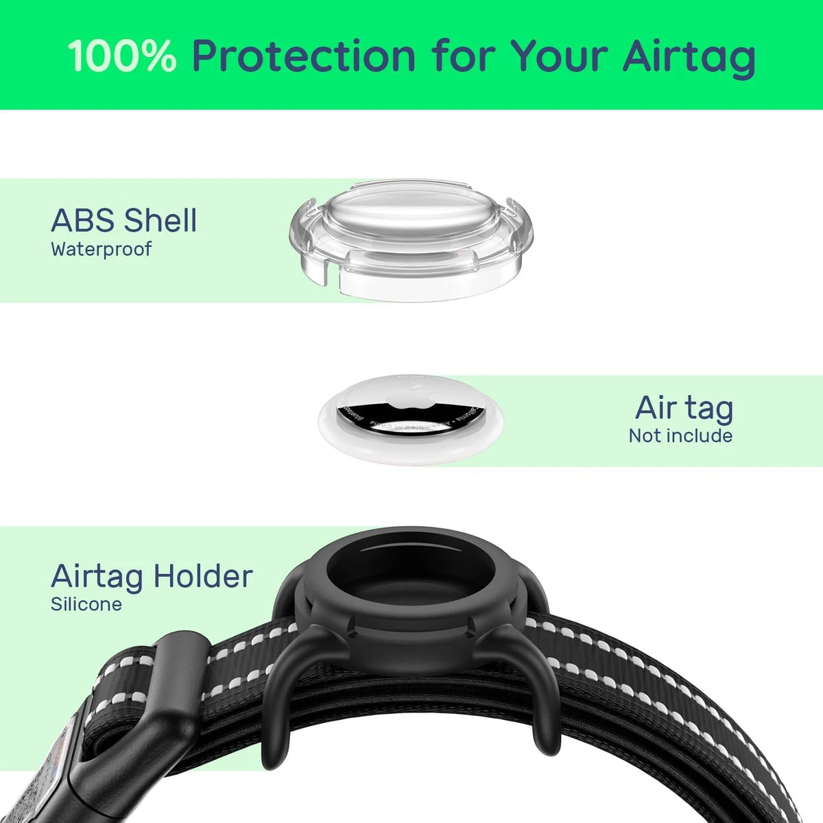Collar reflectante con funda para AirTag