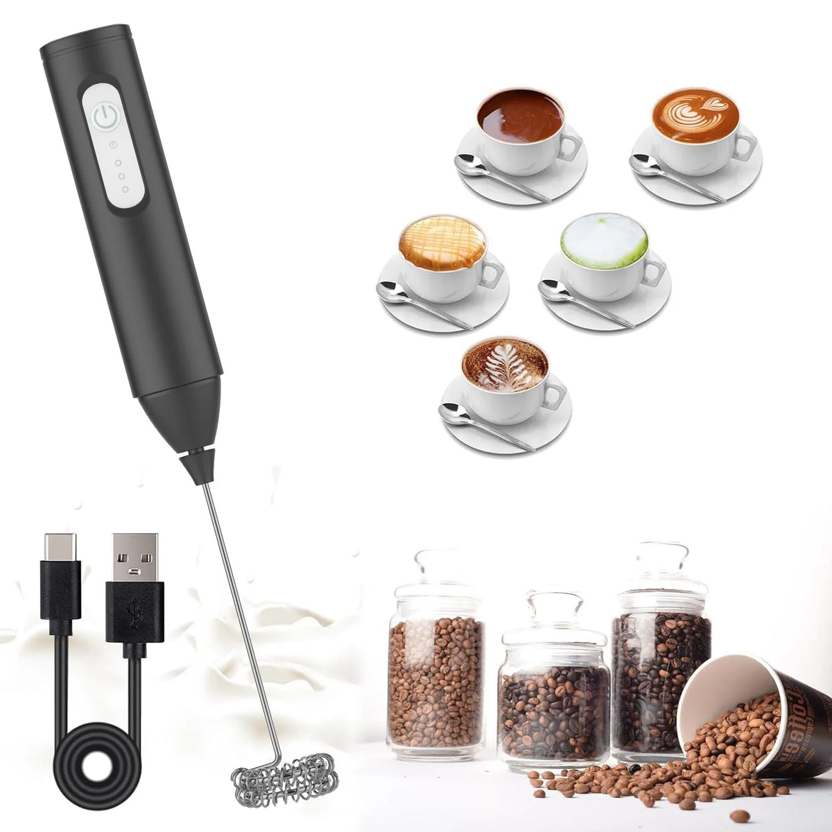 Espumador de leche recargable