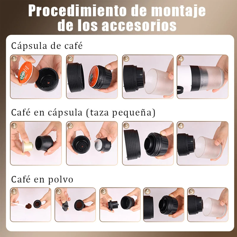 Cafetera espresso portátil que calienta el agua