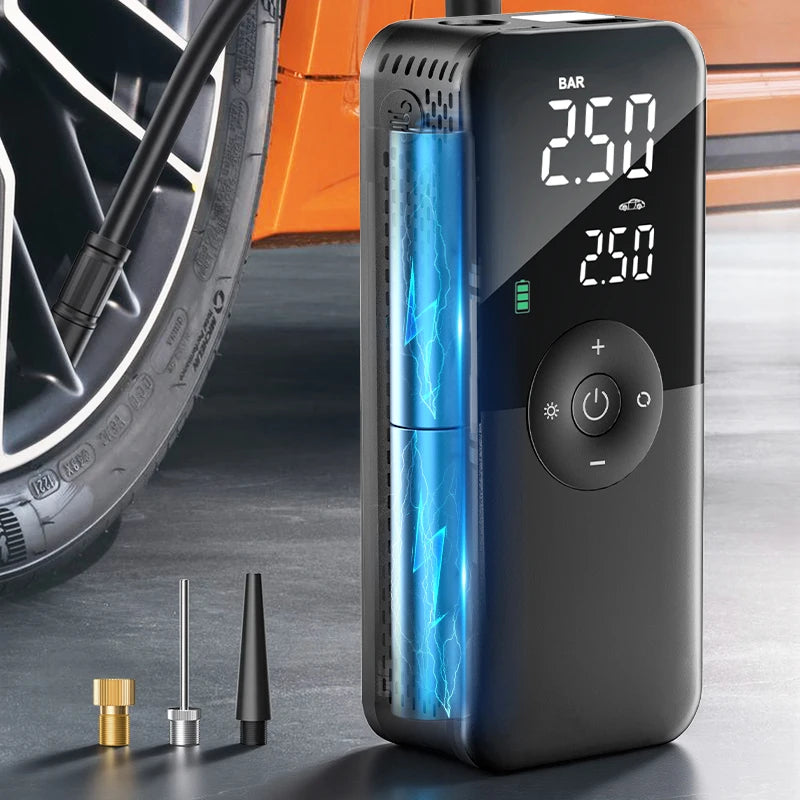 Inflador de ruedas inalámbrico con pantalla