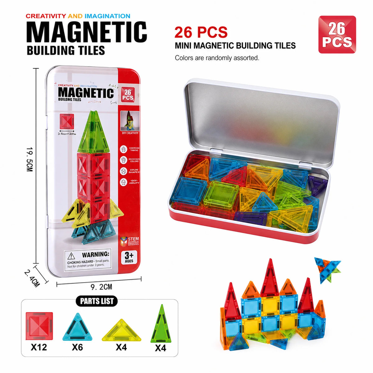 Bloques magnéticos en caja de viaje