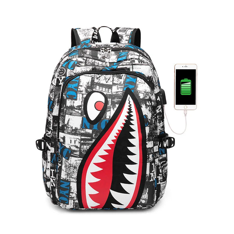 Mochila tiburón con puerto USB