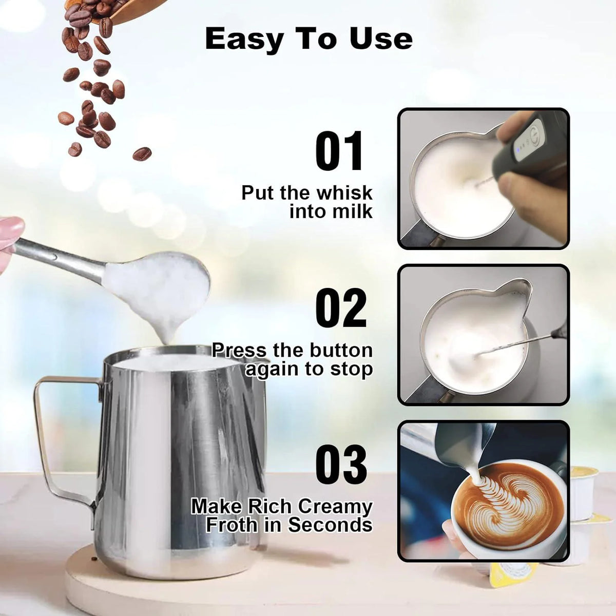 Espumador de leche recargable
